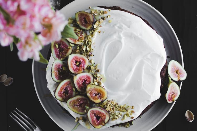 Honey Cake with Whipped Cream Cheese and Figs